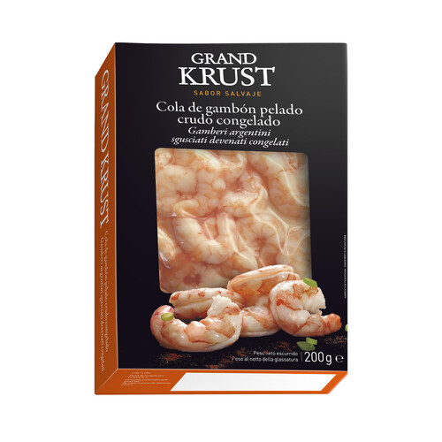 Alcampo GRAND KRUST Colas de gambón pelado crudo y ultracongelado sabor salvaje GRAND KRUST 200 g