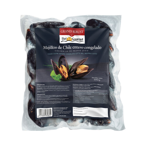Alcampo GRAND KRUST Mejillón de Chile entero cocido en su propio jugo y congelado GRAND KRUST 500 g