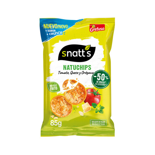 Alcampo GREFUSA Snatt´s natuchips Snack patata horneado con sabor tomate con queso y orégano en bolsa 85 g