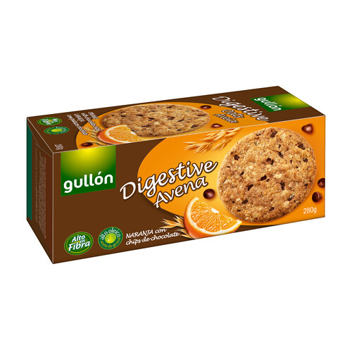 Alcampo GULLÓN Galletas Digestive avena con naranja y chips de chocolate 280 g