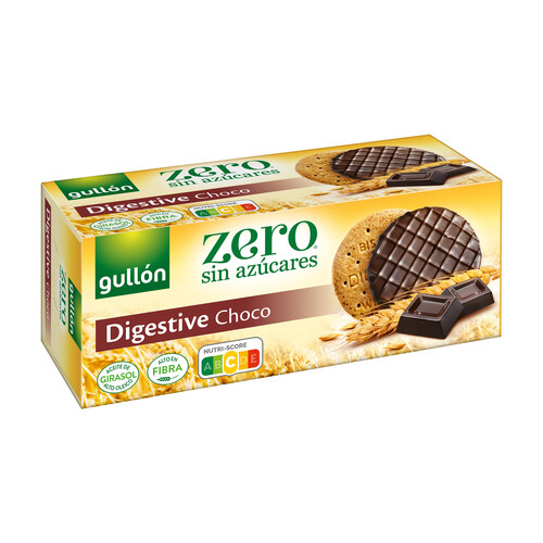 Alcampo GULLÓN Zero Galleta de trigo bañada con chocolate negro sin azúcares 270 g