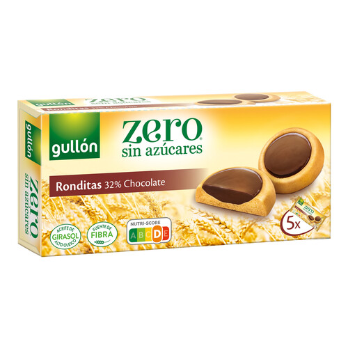 Alcampo GULLÓN Zero Galleta recubierta de chocolate negro sin azúcares 186 g