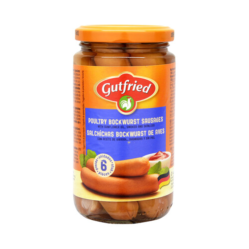 Alcampo GUTFRIED Salchichas tipo Bockwurst de ave ahumadas y sin piel GUTFRIED 180 g