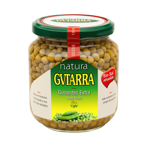 Alcampo GVTARRA Guisantes muy finos de calidad extra sin sal añadida frasco de 360 g