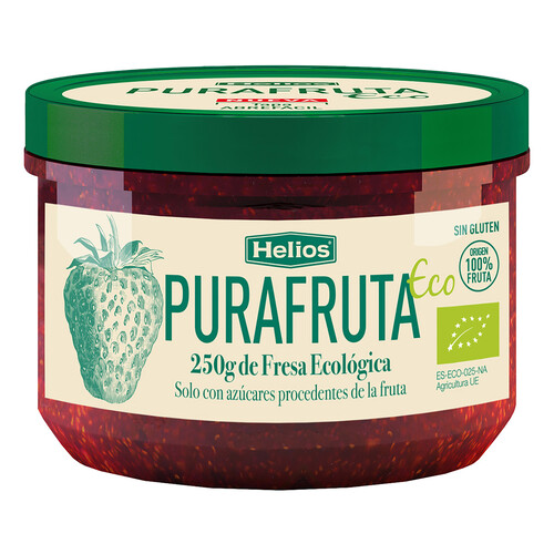 Alcampo HELIOS Puré fresas ecológicas con azúcar procedente de la fruta HELIOS PURAFRUTA 250 g