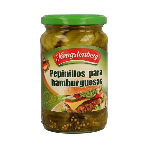 Alcampo HENGSTENBERG Pepinillos grandes en rodajas para hamburguesas HENGSTENBERG frasco de 330 g