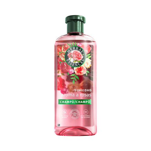 Alcampo HERBAL ESSENCES Champú suavizante e hidratante con aroma a rosas para cabellos secos 350 ml