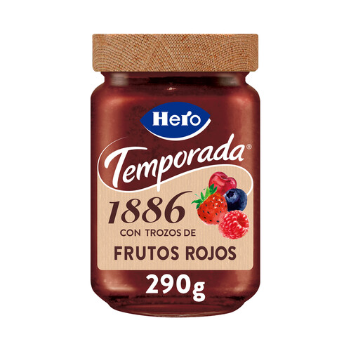 Alcampo HERO Temporada 1886 Mermelada extra con trozos de frutos rojos de temporada bote 290 g