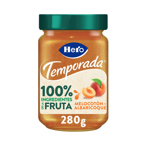 Alcampo HERO Temporada Mermelada extra de melocotón y albaricoque de temporada bote 280 g