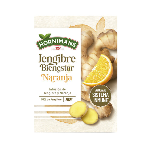 Alcampo HORNIMANS Bienestar Infusión de jengibre y naranja 26 g