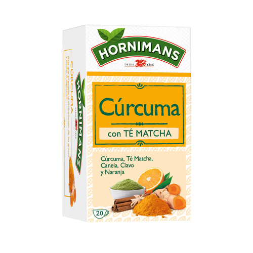 Alcampo HORNIMANS Té verde Matcha con cúrcuma canela clavo y naranja 20 uds. 30 g
