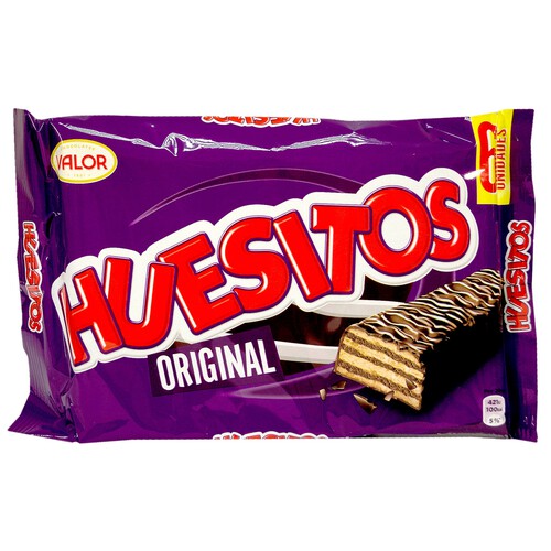 Alcampo HUESITOS Barritas de barquillo cubierto de chocolate 6 uds. 120 g