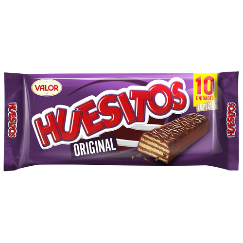 Alcampo HUESITOS Barritas de barquillo cubierto de chocolate 10 uds. 200 g