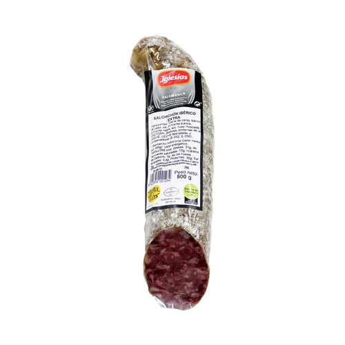 Alcampo IGLESIAS Salchichón cular ibérico de calidad extra (3 meses de curación) y sin gluten IGLESIAS 500 g