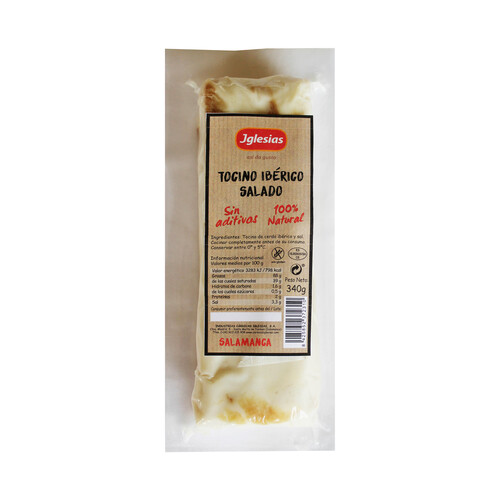 Alcampo IGLESIAS Taco de tocino ibérico salado 100% natural y envasado al vacio IGLESIAS 340 g