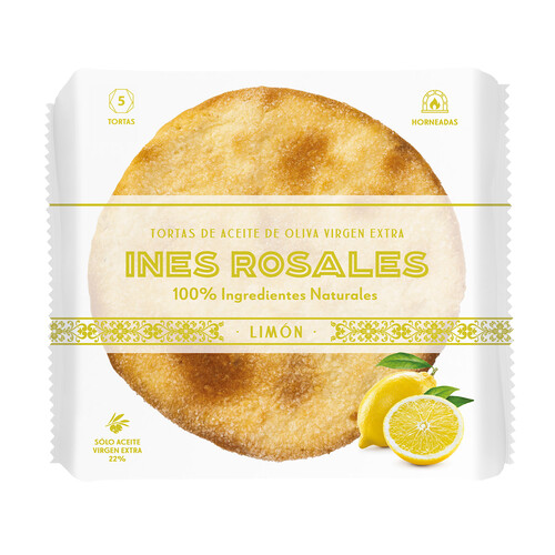 Alcampo INÉS ROSALES Tortas de aceite de oliva virgen extra de limón 5 uds 150 g