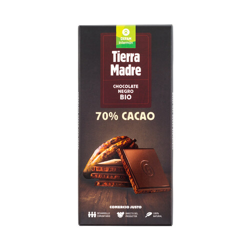 Alcampo INTERMÓN OXFAM Chocolate 70% cacao Negro ecológico INTERMÓN OXFAM TIERRA MADRE 100 g
