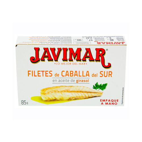 Alcampo JAVIMAR Filetes de caballa del sur en aceite de girasol 57 g