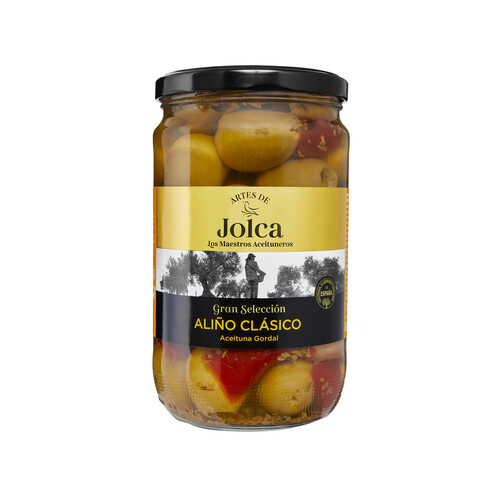 Alcampo JOLCA Aceitunas gordal sin hueso con pimiento y ajo JOLCA 680 g
