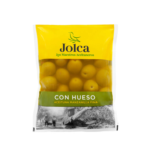 Alcampo JOLCA Aceitunas verdes manzanilla fina con hueso JOLCA bolsa de 100 g