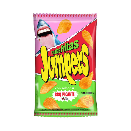 Alcampo JUMPERS Patatas onduladas con sabor a BBQ picante 110 g