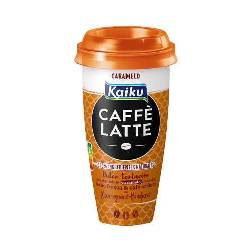Alcampo KAIKU Bebida de café arábica de Nicaragua y Honduras con caramelo Caffé latte 230 ml
