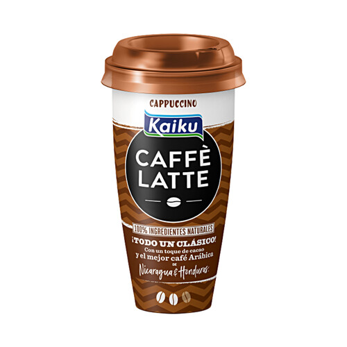 Alcampo KAIKU Bebida de café Arábica de Nicaragua y Honduras con un toque de cacao Caffe latte capuccino 230 ml