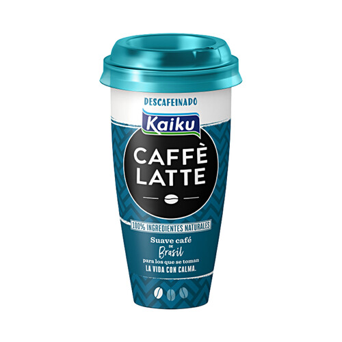 Alcampo KAIKU Bebida de café descafeinado de Brasil con un toque de leche Caffe latte descafeinado 230 ml