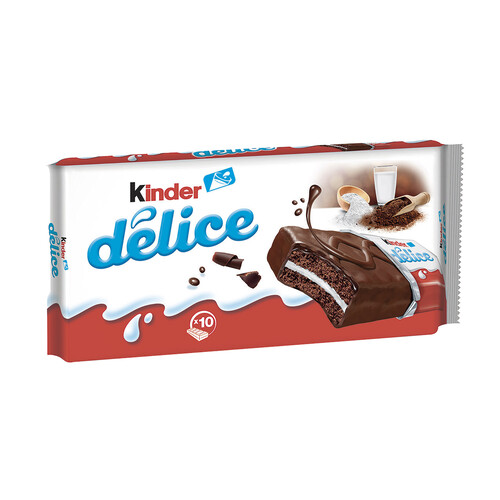 Alcampo KINDER DELICE Bizcocho de chocolate relleno de crema de leche pack de 10 uds