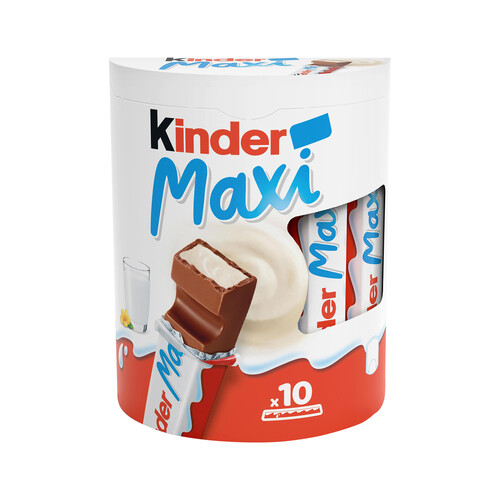 Alcampo KINDER Maxi Chocolate con leche en barrita extrafino en porciones 10 uds. 210 g