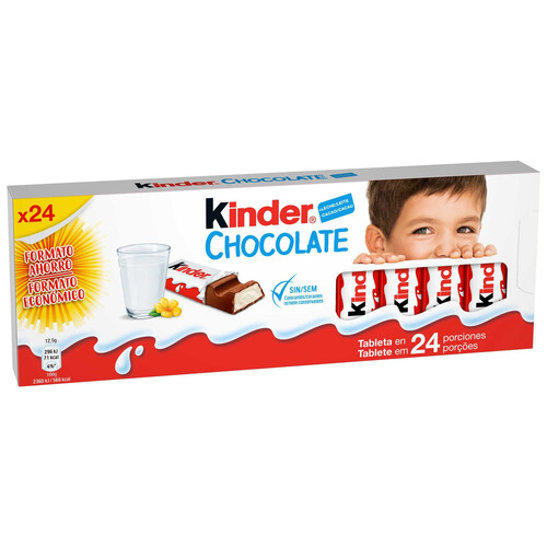 Alcampo KINDER Porciones de chocolate con leche relleno de crema rica en leche 24 uds. 300 g