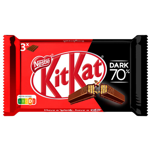 Alcampo KIT KAT Barritas de galleta cubiertas de chocolate negro 3 uds.41 5 g