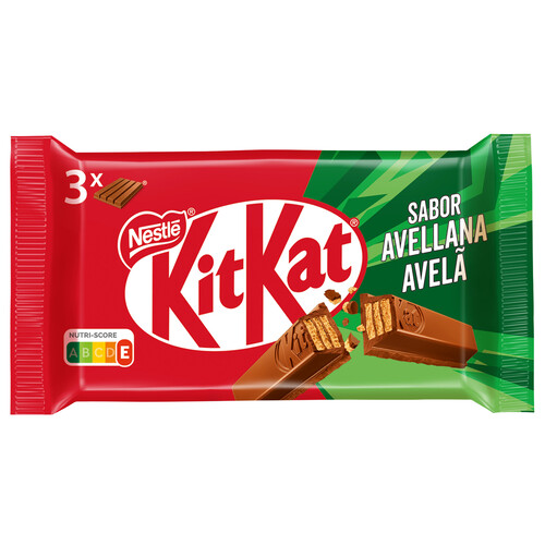 Alcampo KIT KAT Barritas de galleta cubiertas de chocolate y con sabor avellana 3 x 41.5 g