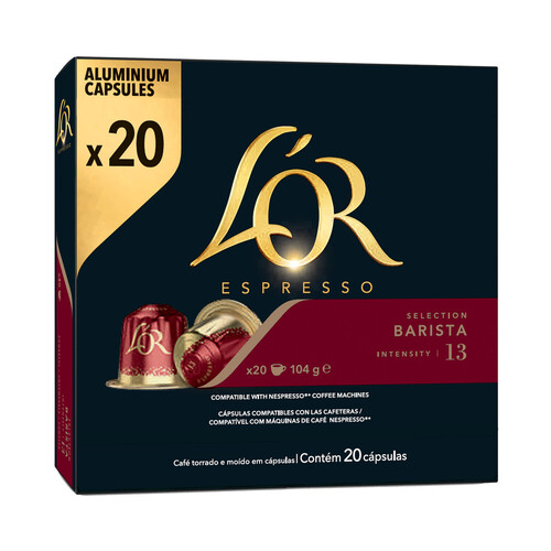 Alcampo L'OR Café tostado y molido en cápsulas intensidad 13 barista 20 uds. 104 g