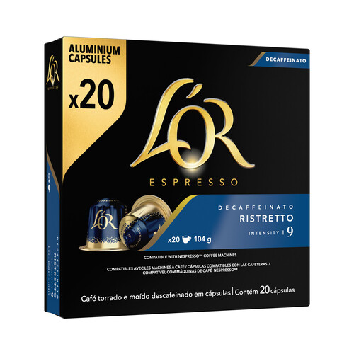 Alcampo L'OR ESPRESSO Café en cápsulas Descafeinado Ristretto I9 20 uds