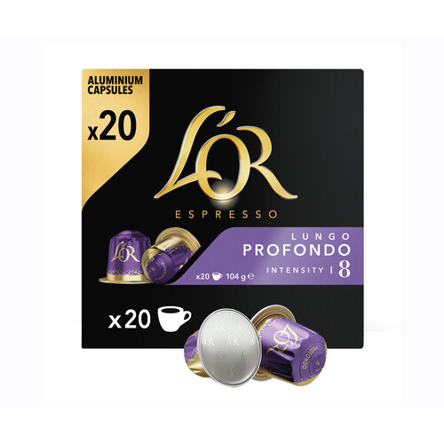 Alcampo L`OR Lungo profondo intensidad 8 Café en capsulas 20 uds x 104 g