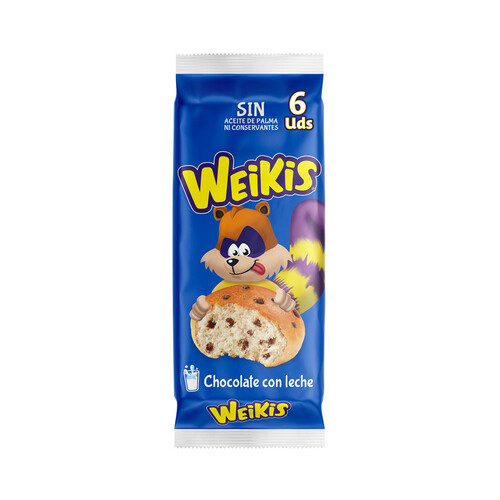 Alcampo LA BELLA EASO WEIKIS Bollitos de leche con pepitas de chocolate 6 uds. 250 g