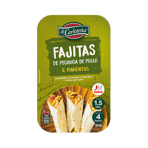 Alcampo LA CARLOTEÑA Fajitas rellenas de pechuga de pollo y pimientos 270 g
