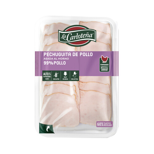 Alcampo LA CARLOTEÑA Pechuguita de pollo asada al horno cortada en lonchs 100 g