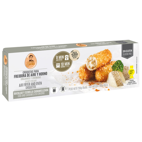 Alcampo LA COCINA DE SENÉN Croquetas congeladas de bacalao y cebolla caramelizada 8 uds. 200 g