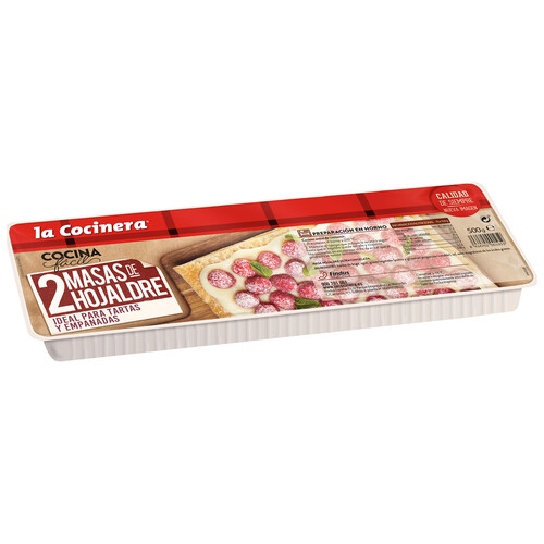 Alcampo LA COCINERA Masas de hojaldre ideal para la elaboración de tartas y empanadas 2 x 250 g