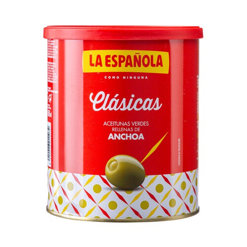 Alcampo LA ESPAÑOLA Aceitunas verdes rellenas de anchoa LA ESPAÑOLA Clásicas lata de 345 g
