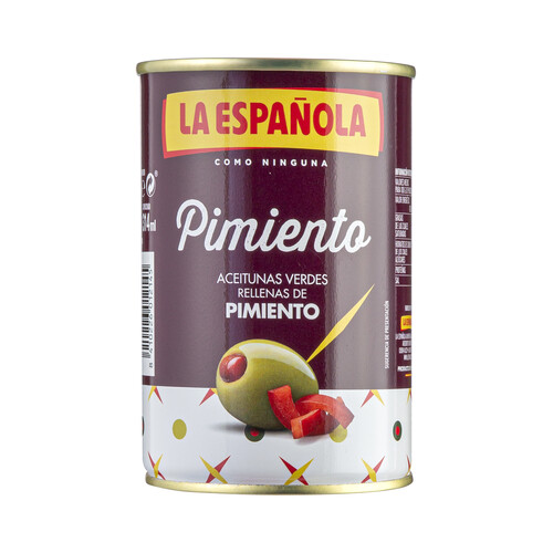 Alcampo LA ESPAÑOLA Aceitunas verdes rellenas de pimiento LA ESPAÑOLA lata de 130 g