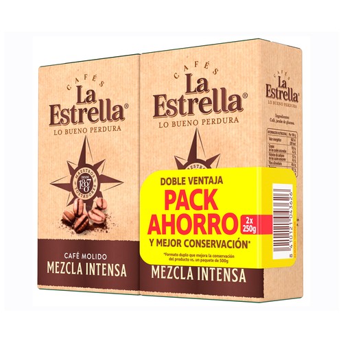 Alcampo LA ESTRELLA Café molido mezcla intensa pack 2 uds. x 250 g