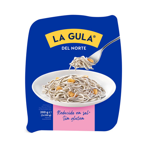 Alcampo LA GULA DEL NORTE Sucedaneo de angulas sin gluen y reducidas en sal LA GULA DEL NORTE 2 x 100 g