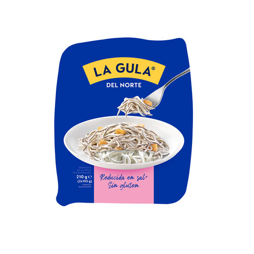 Alcampo LA GULA DEL NORTE Sucedáneo de angulas sin gluten reducidas en sal 2 uds. x 105 g