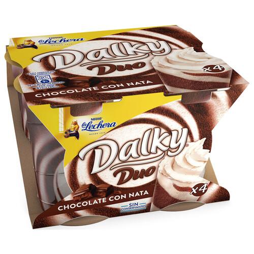 Alcampo LA LECHERA Copa de chocolate y nata de NESTLÉ LA LECHERA DALKY pack de 4 uds de 90 gr