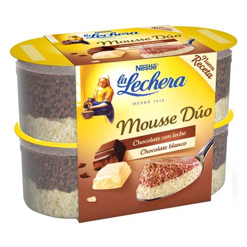 Alcampo LA LECHERA Mousse de chocolate con leche y chocolate blanco LA LECHERA de Nestlé 4 x 59 g