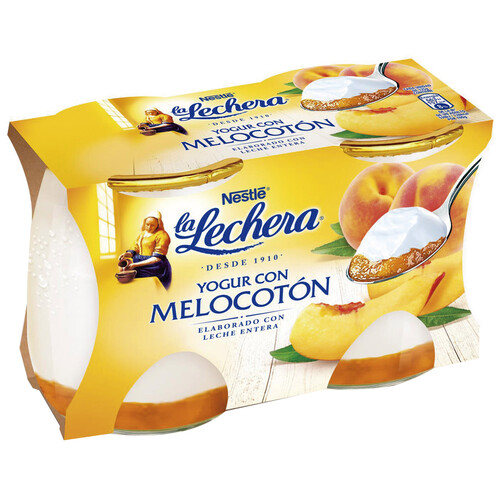 Alcampo LA LECHERA Yogur natrual con textura cremosa y melocotón 2 x 125 g