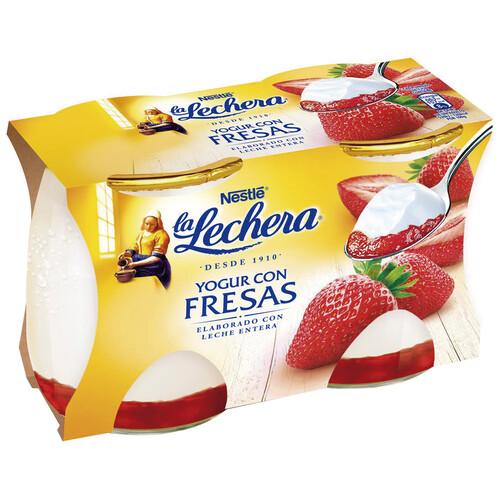 Alcampo LA LECHERA Yogur natural con textura cremosa y fresas 2 x 125 g